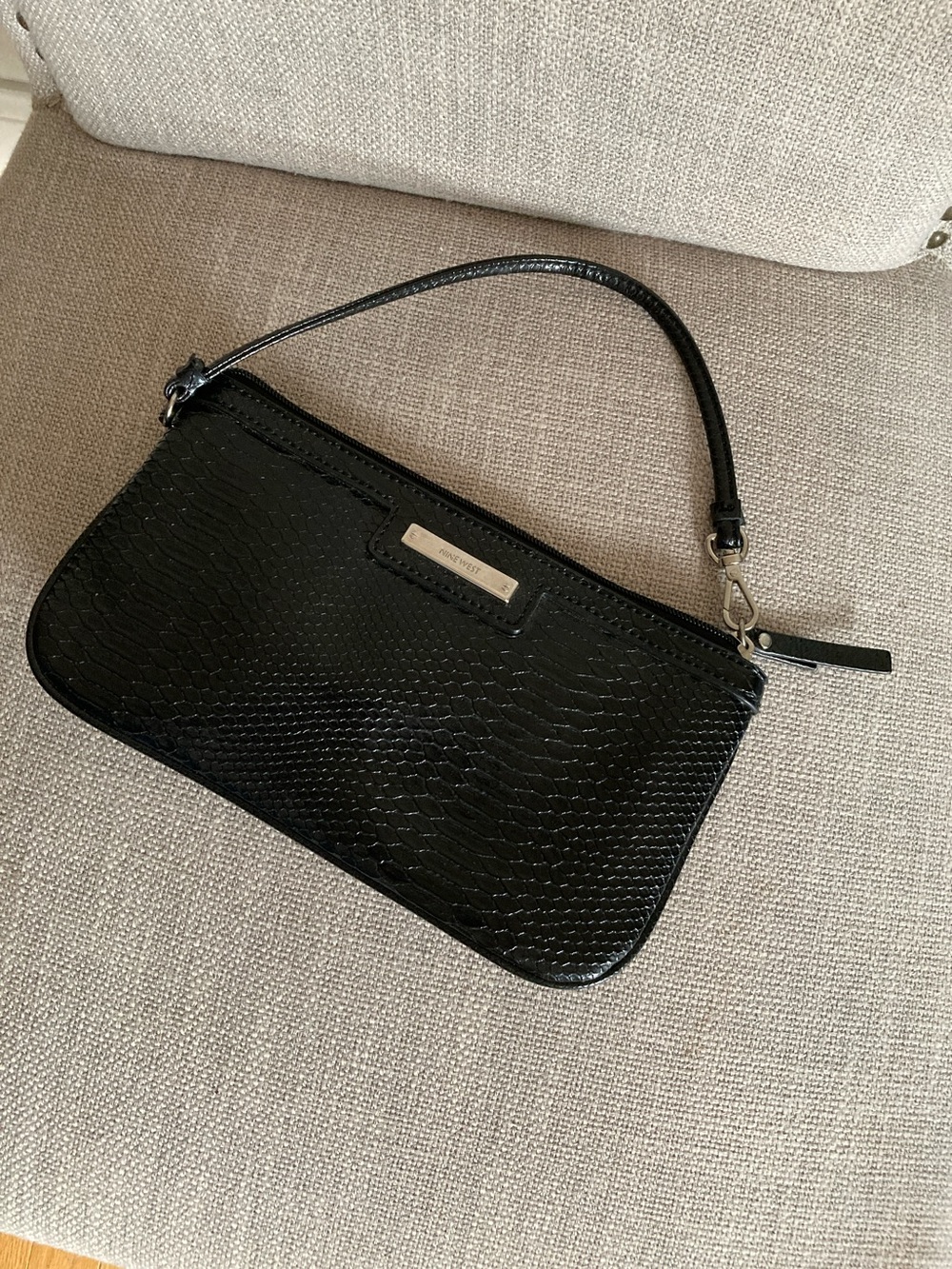 Black Snake-Embossed Wristlet Clutch - Women's Bag